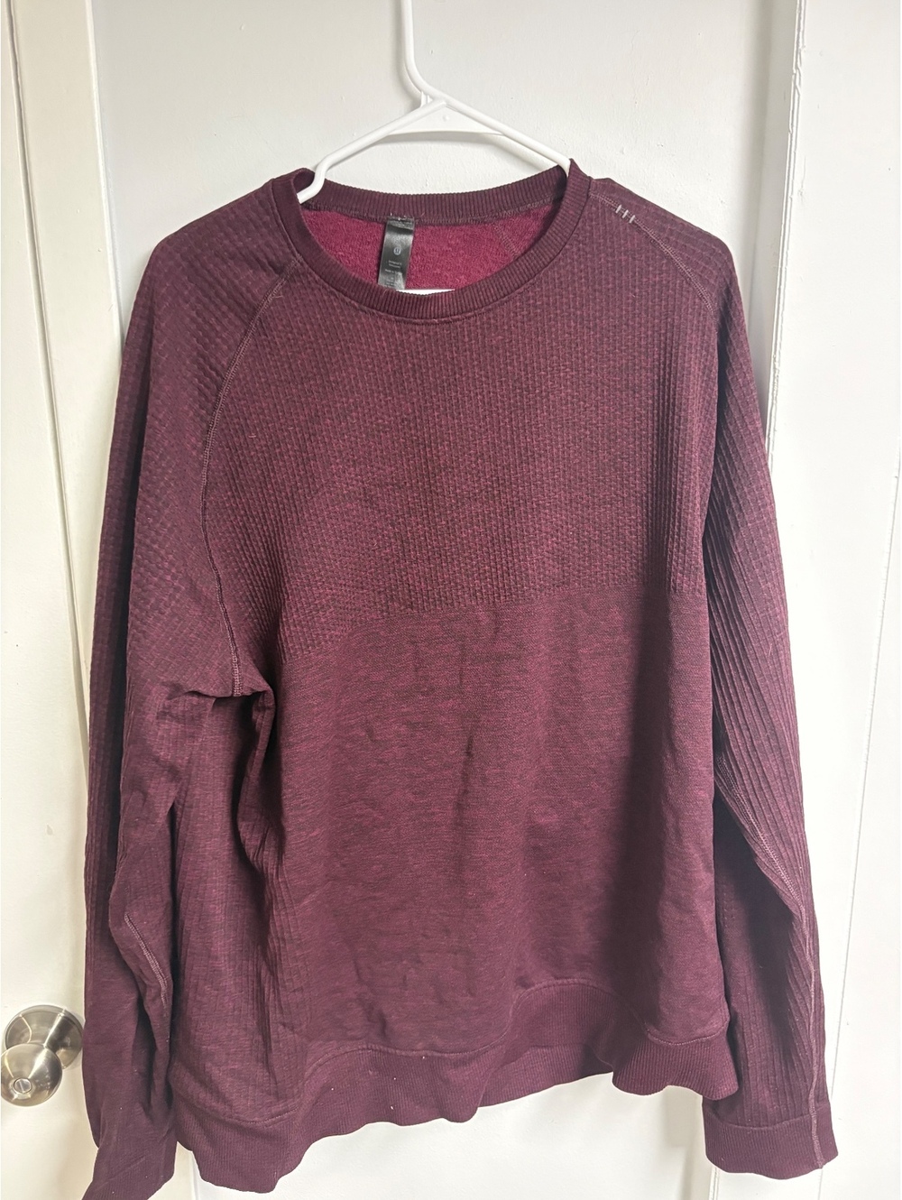 Lululemon Men's Burgundy Waffle Knit Crewneck Sweatshirt XXL